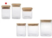 Staklena četvrtasta tegla 200mL sa drvenim poklopcem sa sigurnosnom gumicom-grupa_slika