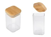 Staklena četvrtasta teglica 250mL sa drvenim poklopcem sa sigurnosnom gumicom-slika_proizvoda