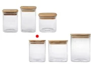 Staklena četvrtasta teglica 410mL sa drvenim poklopcem sa sigurnosnom gumicom-grupa_slika