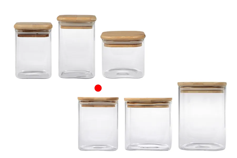 Staklena četvrtasta teglica 410mL sa drvenim poklopcem sa sigurnosnom gumicom-grupa_slika