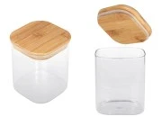 Staklena četvrtasta tegla 830mL sa drvenim poklopcem sa sigurnosnom gumicom-slika_proizvoda