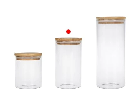 Staklena okrugla teglica 700mL, sa drvenim poklopcem i gumicom-3