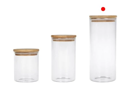 Staklena okrugla teglica 1000mL, sa drvenim poklopcem i gumicom-3