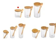 Staklena cilindrična tegla 600mL, sa drvenom kašikom i poklopcem sa gumicom, 100x100mm-grupa_slika