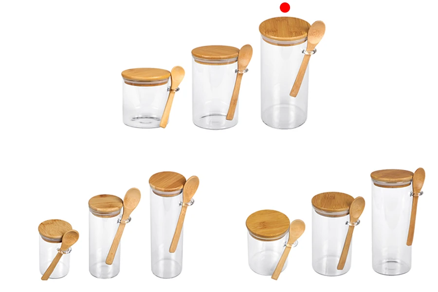 Staklena cilindrična tegla 1300mL, sa drvenom kašikom i poklopcem sa gumicom, 100x200mm-grupa_slika