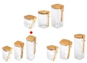 Staklena četvrtasta tegla 550mL, sa drvenom kašikom i poklopcem sa gumicom, 60x200mm Staklena četvrtasta tegla 550mL, sa drvenom kašikom i poklopcem sa gumicom, 60x200mm-grupa_slika