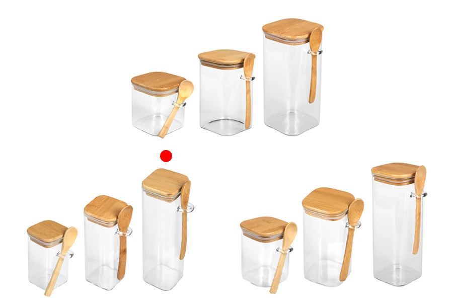 Staklena četvrtasta tegla 550mL, sa drvenom kašikom i poklopcem sa gumicom, 60x200mm Staklena četvrtasta tegla 550mL, sa drvenom kašikom i poklopcem sa gumicom, 60x200mm-grupa_slika