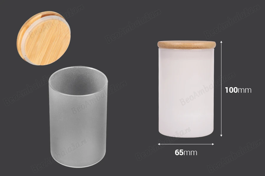 Staklena okrugla teglica 65x100mm, sa drvenim poklopcem sa sigurnosnom gumicom-dimenzije_slike