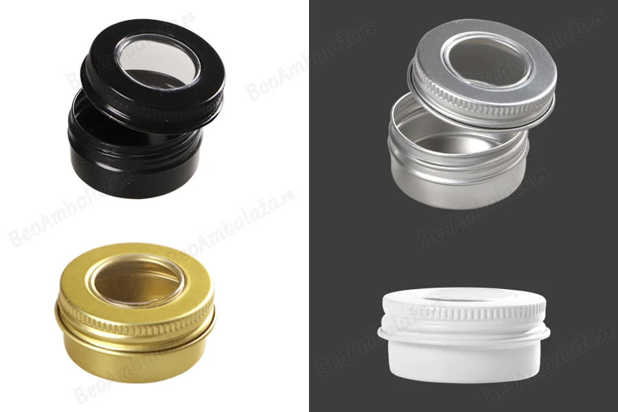 Aluminijumska kutijica 15mL sa prozorom na zatvaraču - 15 kom-slika_proizvoda