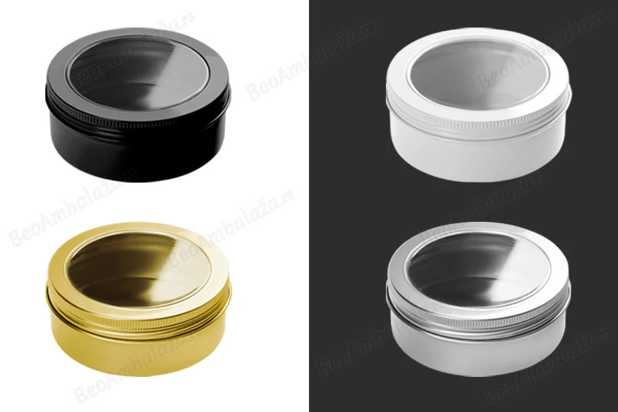 Aluminijumska kutija 150mL sa prozorom na poklopcu - 12 kom-slika_proizvoda