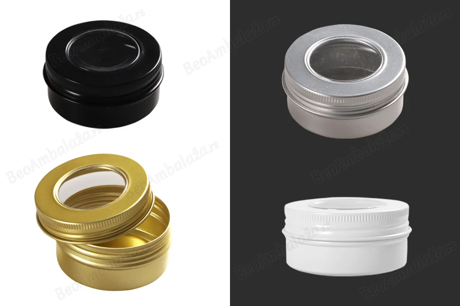 Aluminijumska kutijica 50mL sa prozorom na poklopcu - 12 kom-slika_proizvoda