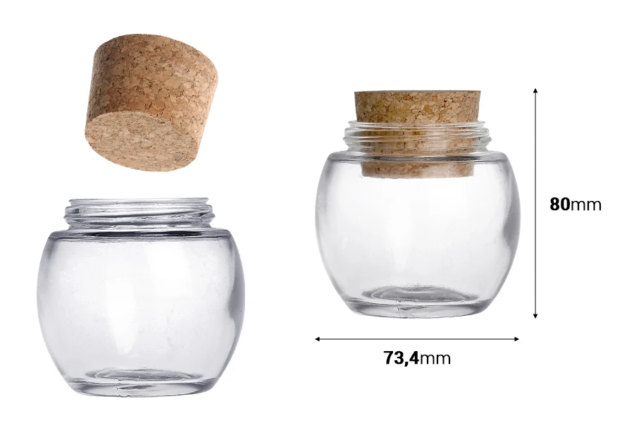 Okrugla staklena tegla 120mL sa plutanim čepom Okrugla staklena tegla 120mL sa plutanim čepom