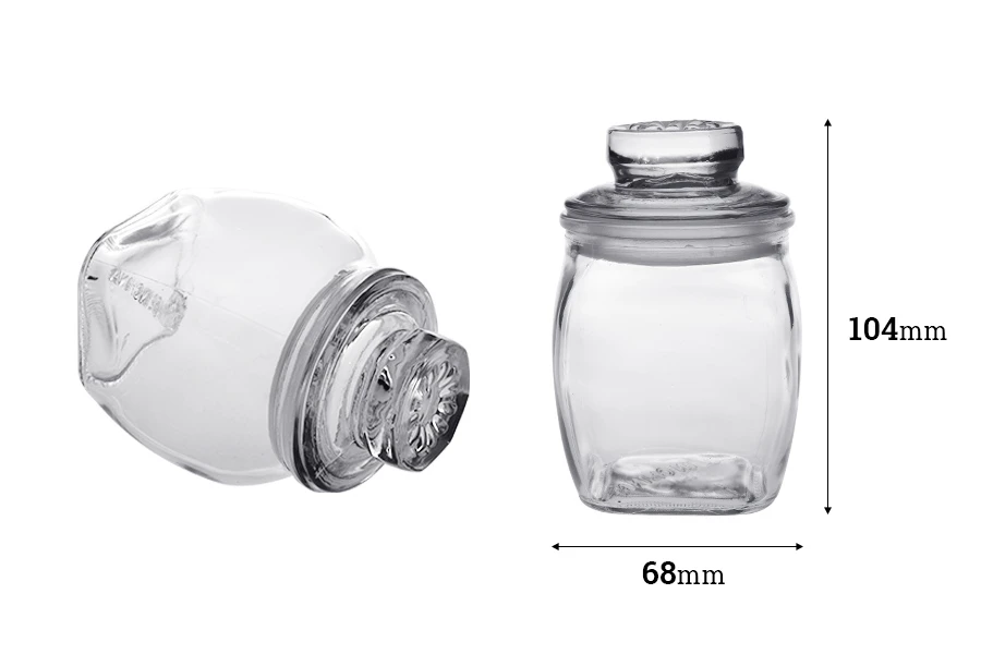 Staklena tegla 200mL sa staklenim poklopcem sa gumicom za hermetičko zatvaranje-dimenzije_slike