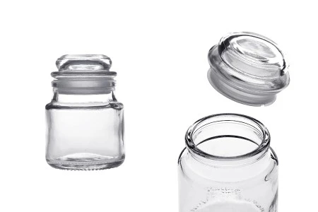 Staklena providna tegla 100mL sa staklenim poklopcem sa gumom za hermetičko zatvaranje-1