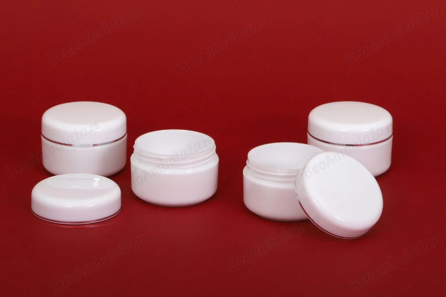 Akrilna bela kutijica sa duplim dnom i međupoklopcem 30mL - 12 kom-