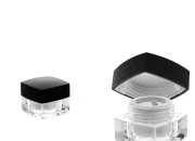 Luksuzna četvrtasta akrilna kutija za kreme 5mL sa crnim zatvaračem sa unutrašnjom zaptivkom i plastičnim međupoklopcem-slika_proizvoda