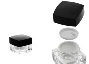 Luksuzna četvrtasta akrilna kutija za kreme 5mL sa crnim zatvaračem sa unutrašnjom zaptivkom i plastičnim međupoklopcem-dimenzije_slike