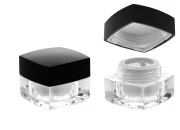 Luksuzna četvrtasta akrilna kutija za kreme 5mL sa crnim zatvaračem sa unutrašnjom zaptivkom i plastičnim međupoklopcem-grupa_slika