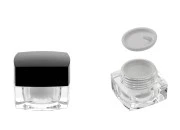 Luksuzna četvrtasta akrilna kutija za kreme 5mL sa crnim zatvaračem sa unutrašnjom zaptivkom i plastičnim međupoklopcem-grupa_slika