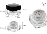 Luksuzna četvrtasta akrilna kutija za kreme 5mL sa crnim zatvaračem sa unutrašnjom zaptivkom i plastičnim međupoklopcem-grupa_slika