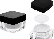 Luksuzna četvrtasta akrilna kutijica 50mL, sa crnim zatvaračem sa zaptivkom i međupoklopcem