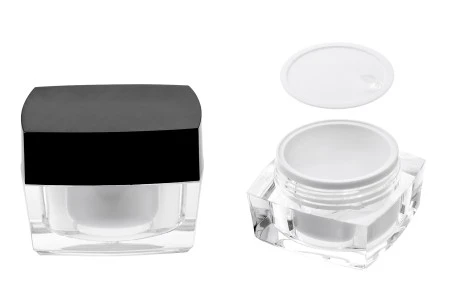 Luksuzna četvrtasta akrilna kutijica 50mL, sa crnim zatvaračem sa zaptivkom i međupoklopcem-3