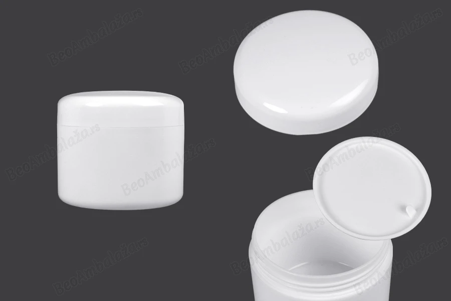 Plastična bela kutijica 100mL sa duplim dnom i plastičnim međupoklopcem - 12 kom-slika_proizvoda