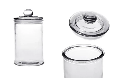 Staklena okrugla tegla 700mL, sa staklenim poklopcem i hermetičkim zatvaranjem-1
