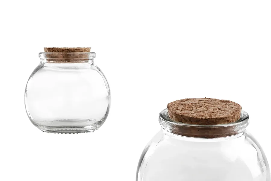 Staklena okrugla tegla 110mL sa konusnim plutanim čepom-slika_proizvoda