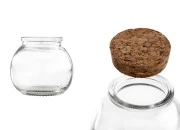 Staklena okrugla tegla 110mL sa konusnim plutanim čepom-dimenzije_slike