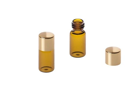 Braon bočica 3mL, sa zlatnim aluminijumskim zatvaračem - 12 kom-1