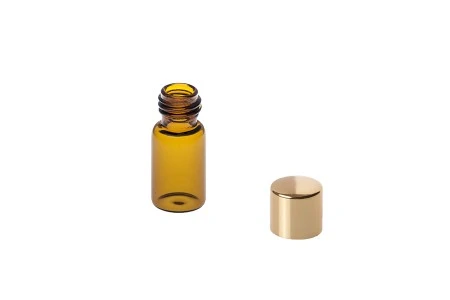 Braon bočica 3mL, sa zlatnim aluminijumskim zatvaračem - 12 kom-3