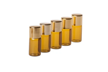 Braon bočica 3mL, sa zlatnim aluminijumskim zatvaračem - 12 kom-2