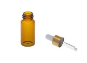 Braon bočica 10mL sa pipetom, u zlatnoj boji Braon bočica 10mL sa pipetom, u zlatnoj boji