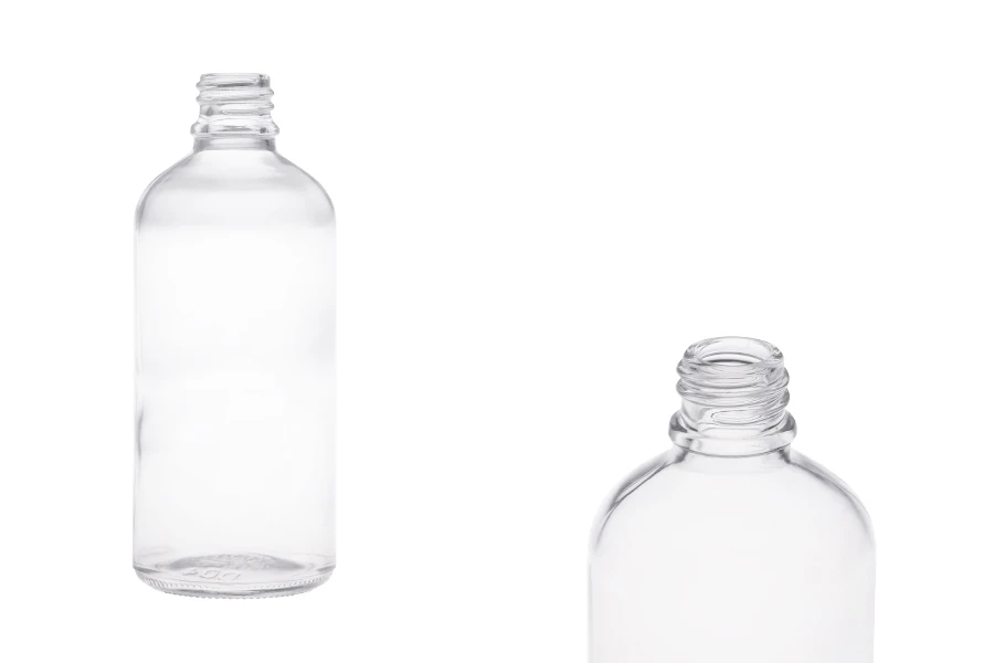 Providna staklena bočica za etarska ulja 100mL, sa grlom PP18 - bez zatvarača