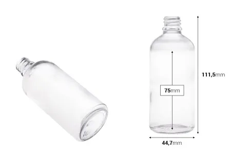 Providna staklena bočica za etarska ulja 100mL, sa grlom PP18 - bez zatvarača-2