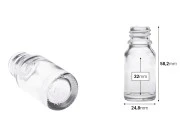 Staklena bočica 10mL za etarska ulja, providna, sa grlom PP18 Staklena bočica 10mL za etarska ulja, providna, sa grlom PP18-dimenzije_slike