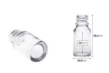 Staklena bočica 10mL za etarska ulja, providna, sa grlom PP18-2