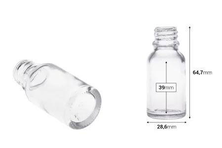 Providna staklena bočica za etarska ulja 15mL, sa grlom PP18 - bez zatvarača-2