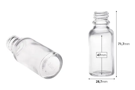 Providna staklena bočica za etarska ulja 20mL, sa grlom PP18 - bez zatvarača-2