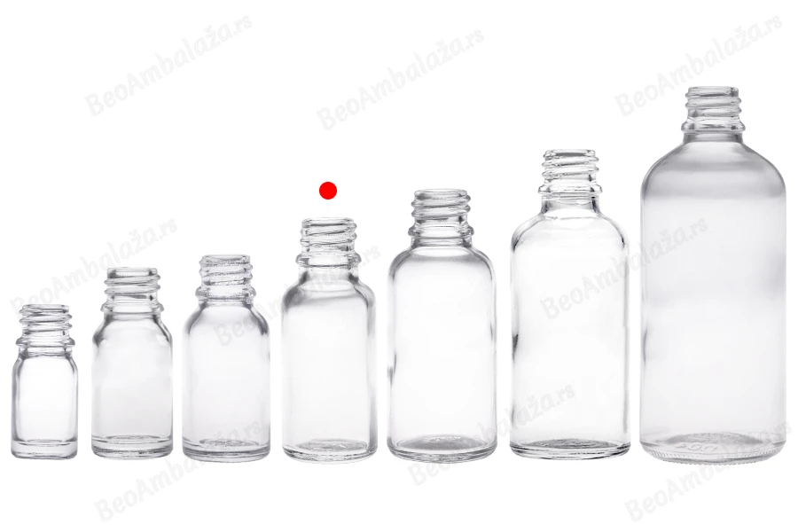 Providna staklena bočica za etarska ulja 20mL, sa grlom PP18 - bez zatvarača-grupa_slika