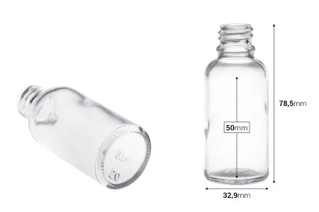Providna staklena bočica za etarska ulja 30mL, sa grlom PP18 - bez zatvarača-2