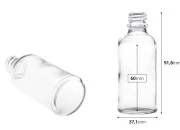 Providna staklena bočica za etarska ulja 50mL, sa grlom PP18 - bez zatvarača-dimenzije_slike