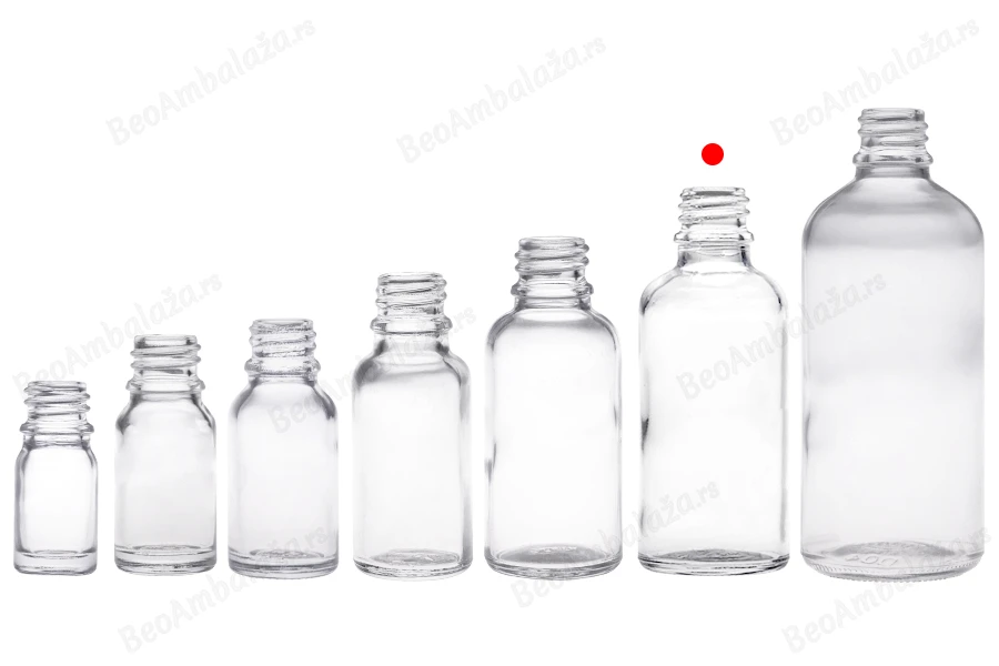 Providna staklena bočica za etarska ulja 50mL, sa grlom PP18 - bez zatvarača-grupa_slika