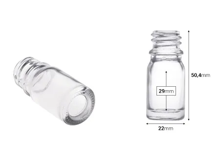 Providna staklena bočica za etarska ulja 5mL, sa grlom PP18 - bez zatvarača-2