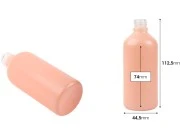 Staklena MAT roze bočica za etarska ulja 100mL, sa grlom PP18-dimenzije_slike