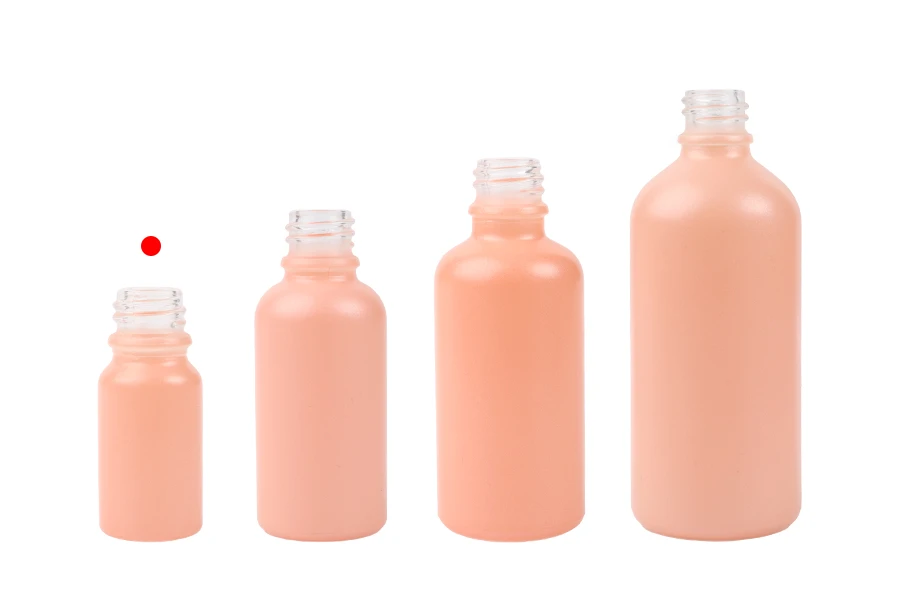 Staklena MAT roze bočica za etarska ulja 10mL, sa grlom PP18 Staklena MAT roze bočica za etarska ulja 10mL, sa grlom PP18-grupa_slika