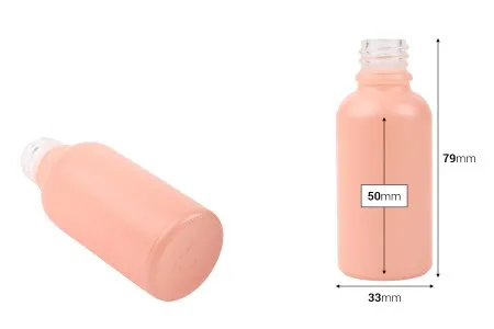 Staklena MAT roze bočica za etarska ulja 30mL, sa grlom PP18-2