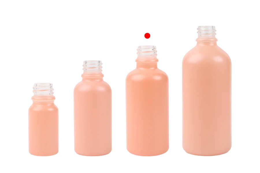 Staklena MAT roze bočica za etarska ulja 50mL, sa grlom PP18-grupa_slika