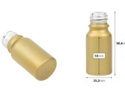 Staklena MAT zlatna bočica za etarska ulja 10mL, sa grlom PP18